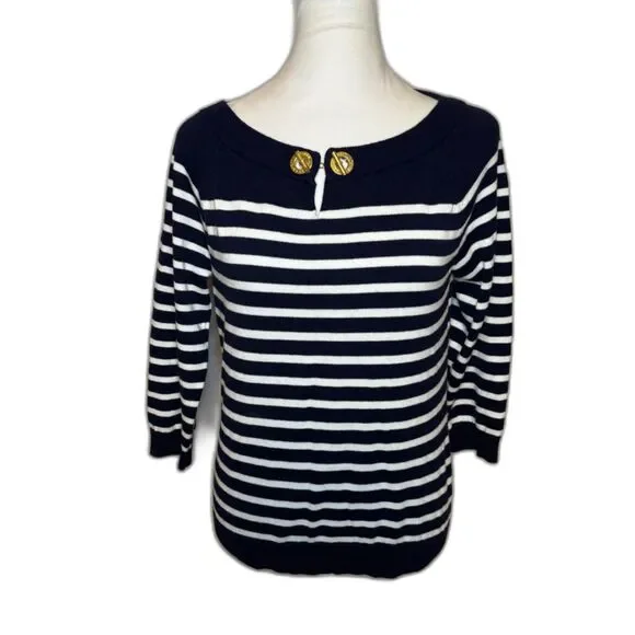 Lauren Ralph Lauren Nautical Sailor Stripe Long Sleeve Sweater Womens Designer - Picture 2 of 7